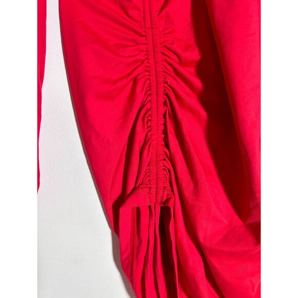 J. Crew Tasseled /Ruched Rash Guard Swim Top Long Sleeve in Red - Sz L - NWT - Picture 4 of 9